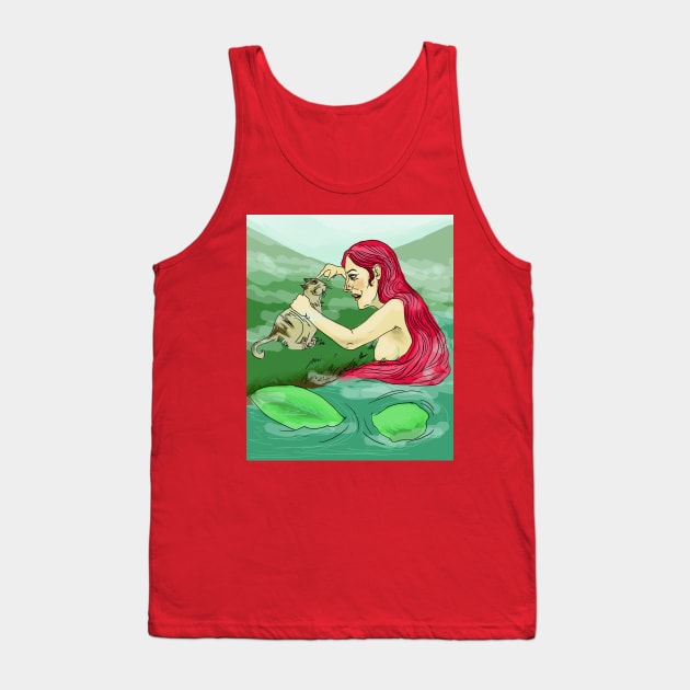 Mermaid and cat Tank Top by MagicMiliDesign